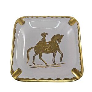Art Deco Ugo Zaccagnini Italian Ashtray Catchall Horse Rider Pottery Signed